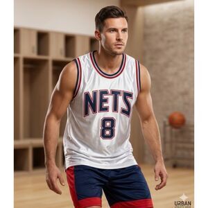 Coyote Promotions Jersey #8 Mens XL New Jersey Nets Williams White NBA